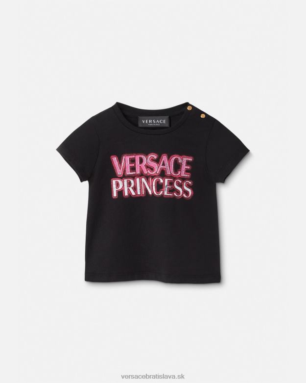 oblečenie X8X8P1867 Versace detské tričko s logom "princezná". čierna deti