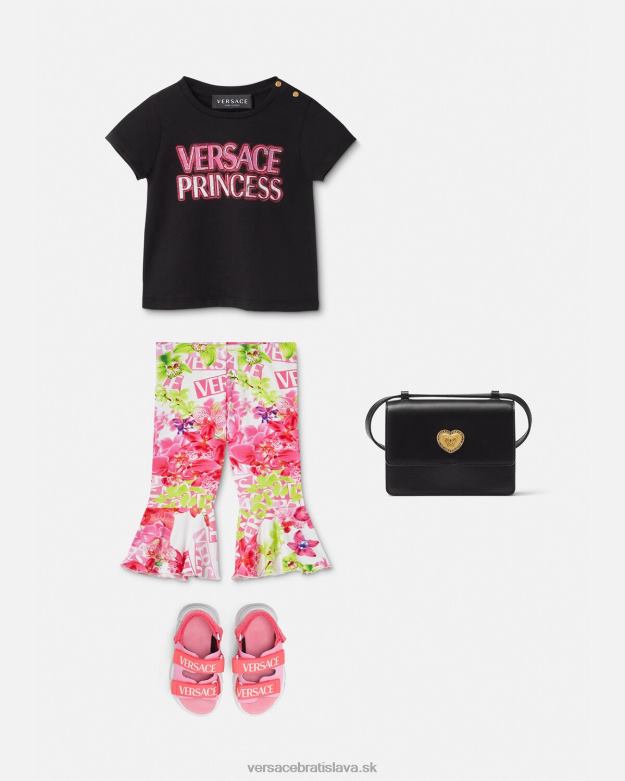 oblečenie X8X8P1867 Versace detské tričko s logom \"princezná\". čierna deti