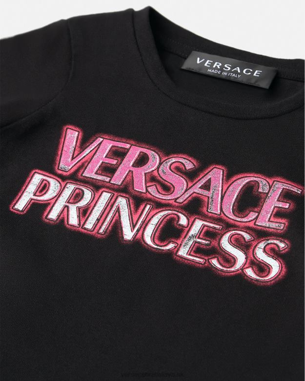 oblečenie X8X8P1867 Versace detské tričko s logom \"princezná\". čierna deti