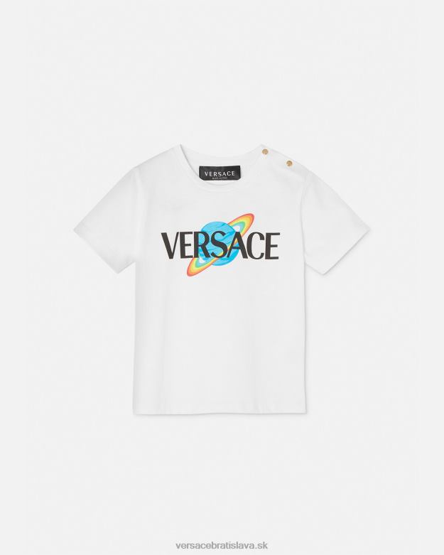 oblečenie X8X8P1883 Versace detské tričko s logom biela a potlač deti