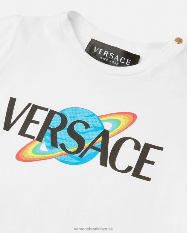oblečenie X8X8P1883 Versace detské tričko s logom biela a potlač deti