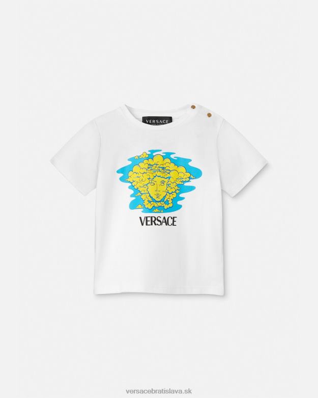 oblečenie X8X8P1914 Versace detské tričko s logom medusa biela a potlač deti