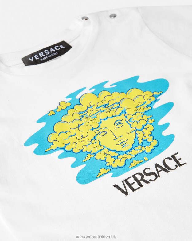 oblečenie X8X8P1914 Versace detské tričko s logom medusa biela a potlač deti