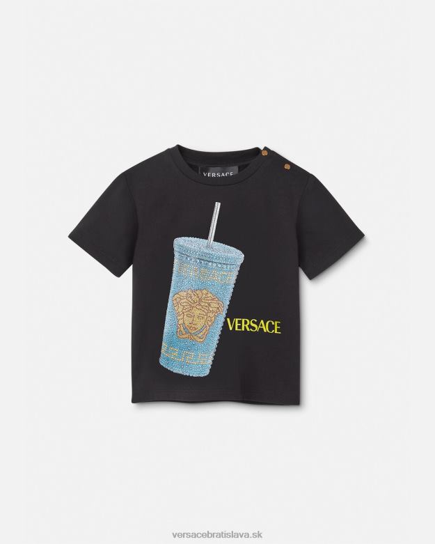 oblečenie X8X8P1925 Versace cestovný hrnček detské tričko čierna a tlač deti