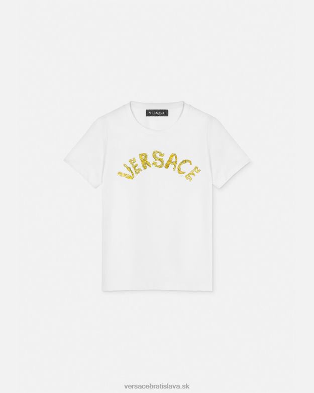 oblečenie X8X8P1933 Versace tričko s logom biele zlato deti