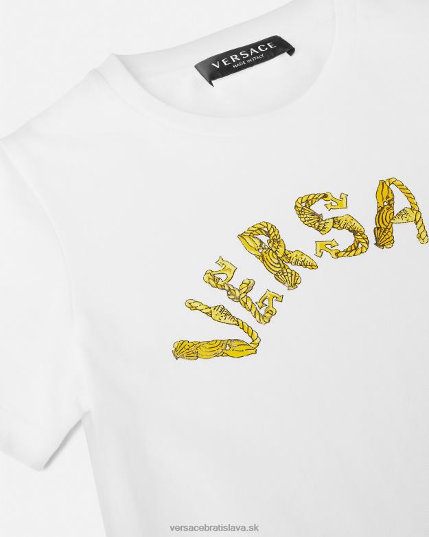 oblečenie X8X8P1933 Versace tričko s logom biele zlato deti