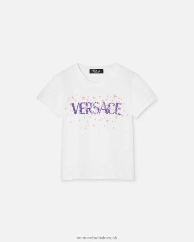 oblečenie X8X8P1951 Versace tričko s logom hviezd biela a potlač deti