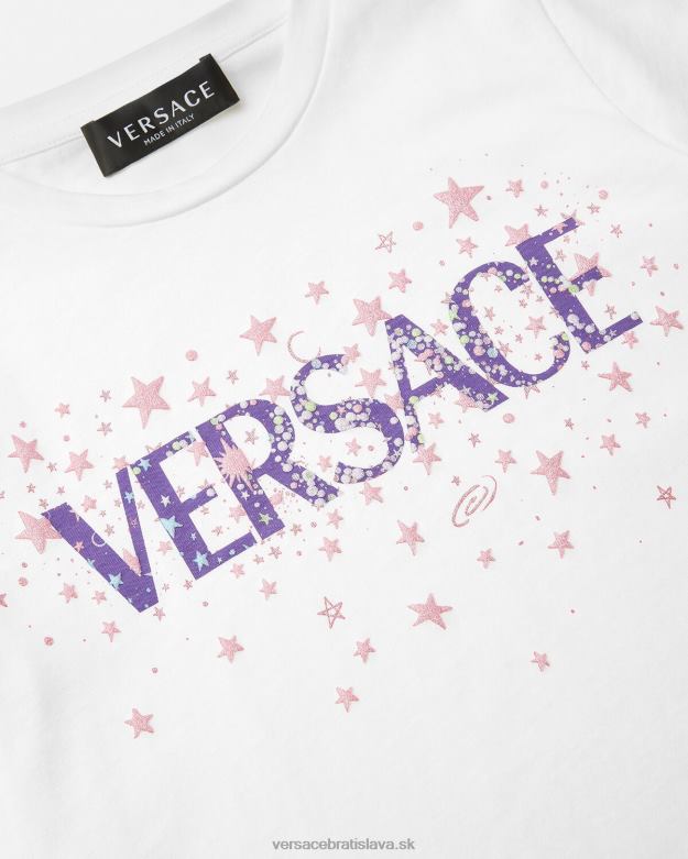 oblečenie X8X8P1951 Versace tričko s logom hviezd biela a potlač deti