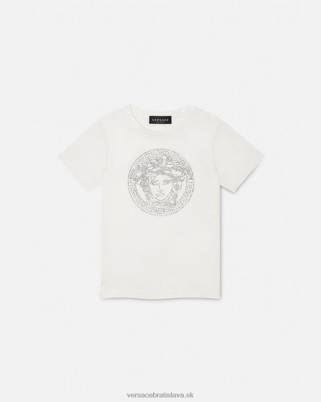 oblečenie X8X8P1964 Versace krištáľové tričko medúza biely deti
