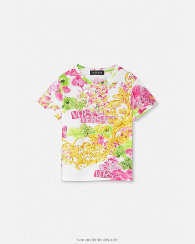 oblečenie X8X8P1970 Versace tričko s logom orchidea biela a potlač deti