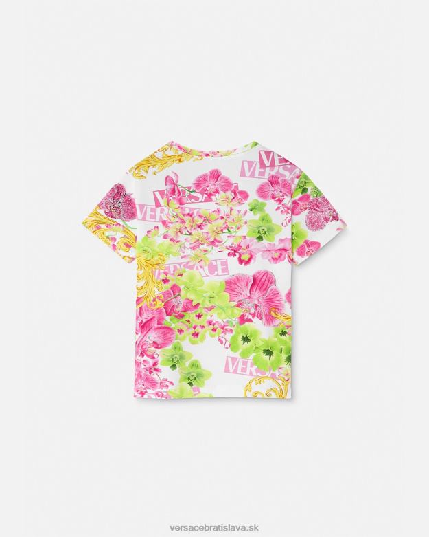 oblečenie X8X8P1970 Versace tričko s logom orchidea biela a potlač deti
