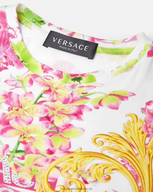 oblečenie X8X8P1970 Versace tričko s logom orchidea biela a potlač deti