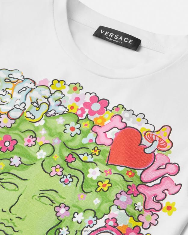 oblečenie X8X8P2002 Versace tričko medúzy \"peace & love\". biela a potlač deti
