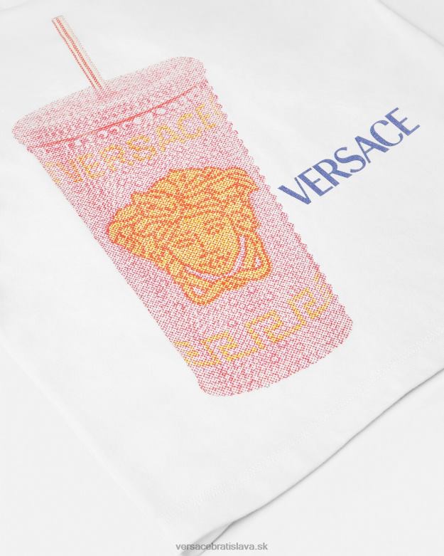 oblečenie X8X8P2018 Versace tričko s logom cestovného hrnčeka biela a potlač deti