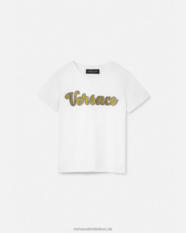oblečenie X8X8P2020 Versace krištáľové tričko s logom biely deti