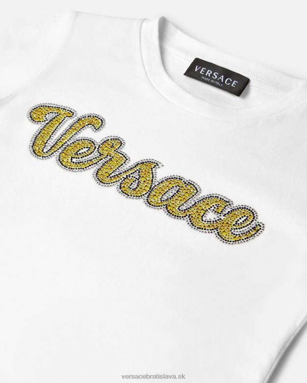 oblečenie X8X8P2020 Versace krištáľové tričko s logom biely deti