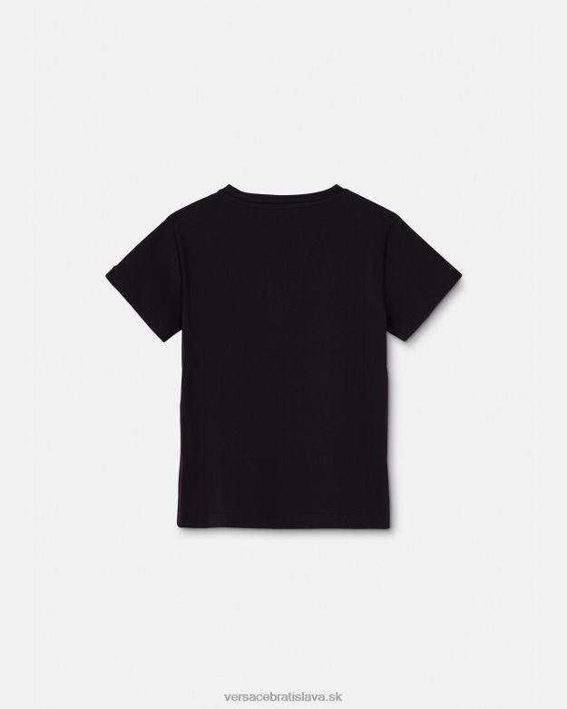 oblečenie X8X8P2021 Versace krištáľové tričko s logom čierna deti