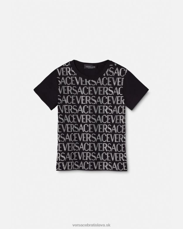 oblečenie X8X8P2024 Versace krištáľové celoplošné tričko čierna deti