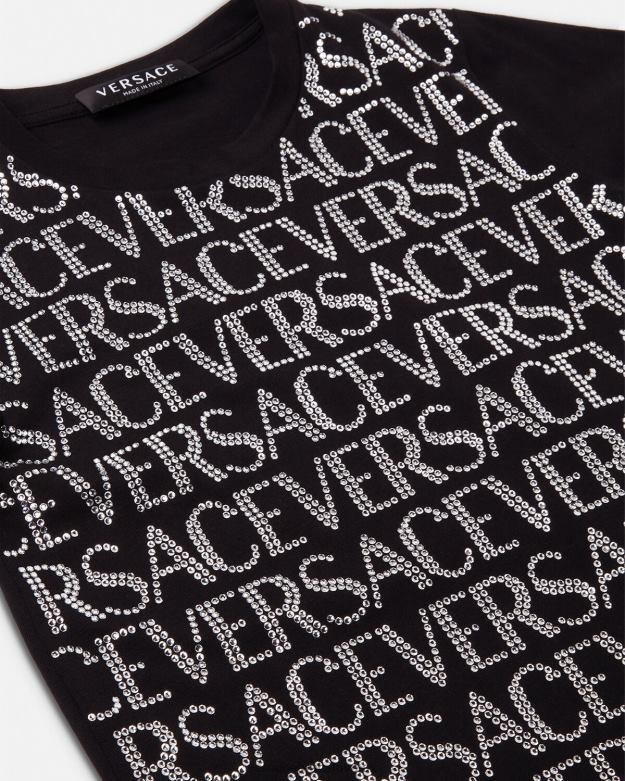 oblečenie X8X8P2024 Versace krištáľové celoplošné tričko čierna deti