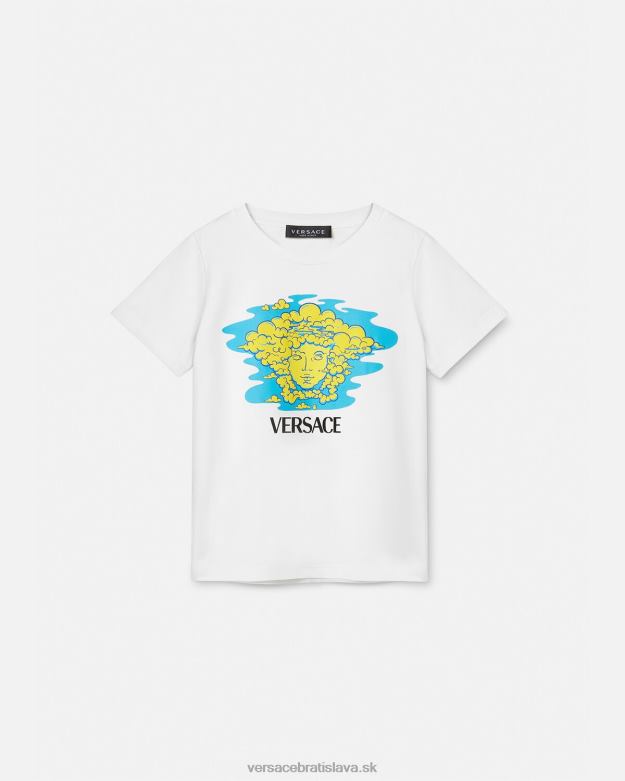 oblečenie X8X8P2127 Versace tričko s logom medusa biela a potlač deti