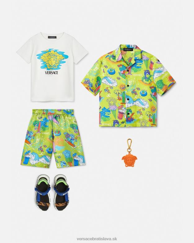 oblečenie X8X8P2127 Versace tričko s logom medusa biela a potlač deti