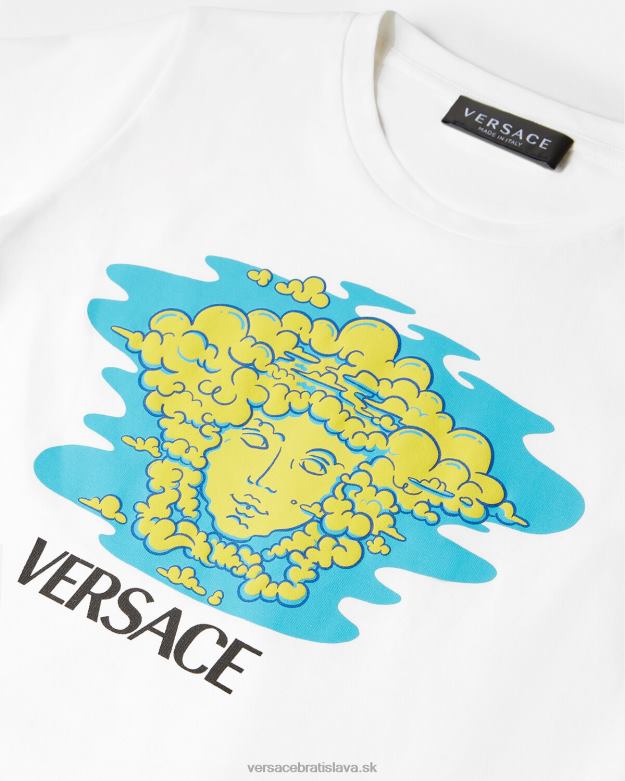 oblečenie X8X8P2127 Versace tričko s logom medusa biela a potlač deti
