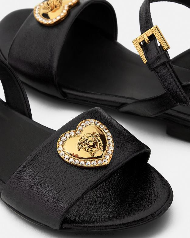 topánka X8X8P2031 Versace sandále medúza s krištáľovým srdcom čierna deti