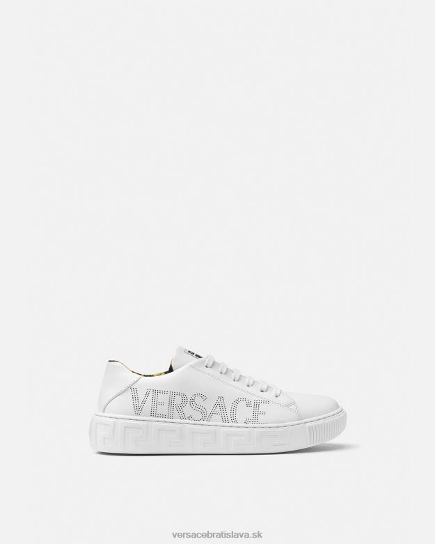 topánka X8X8P2036 Versace tenisky s logom Greca biela a potlač deti