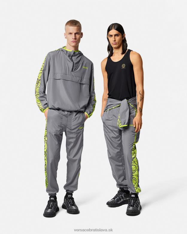 oblečenie X8X8P1460 Versace teplákové nohavice barocco silhouette gym šedá & limetka muži