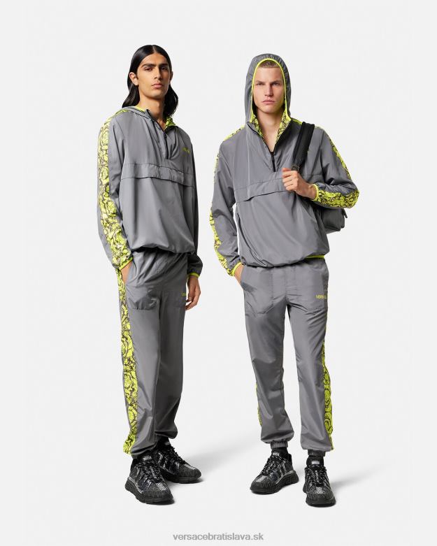oblečenie X8X8P1461 Versace bunda do telocvične so siluetou barocco šedá & limetka muži