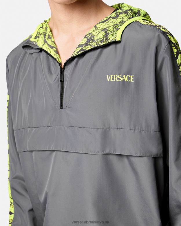 oblečenie X8X8P1461 Versace bunda do telocvične so siluetou barocco šedá & limetka muži