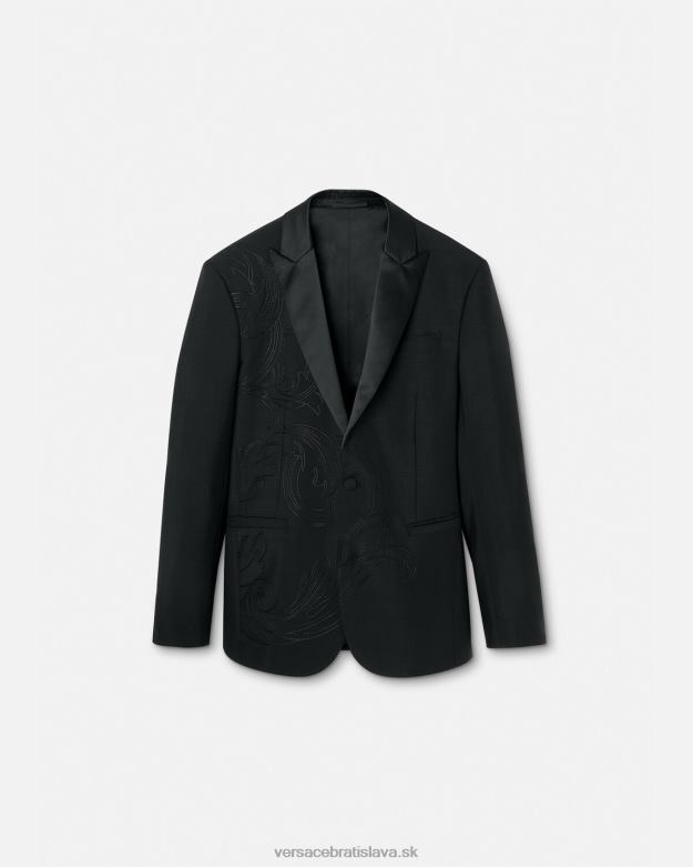 oblečenie X8X8P1262 Versace barokový vyšívaný spoločenský sako čierna muži