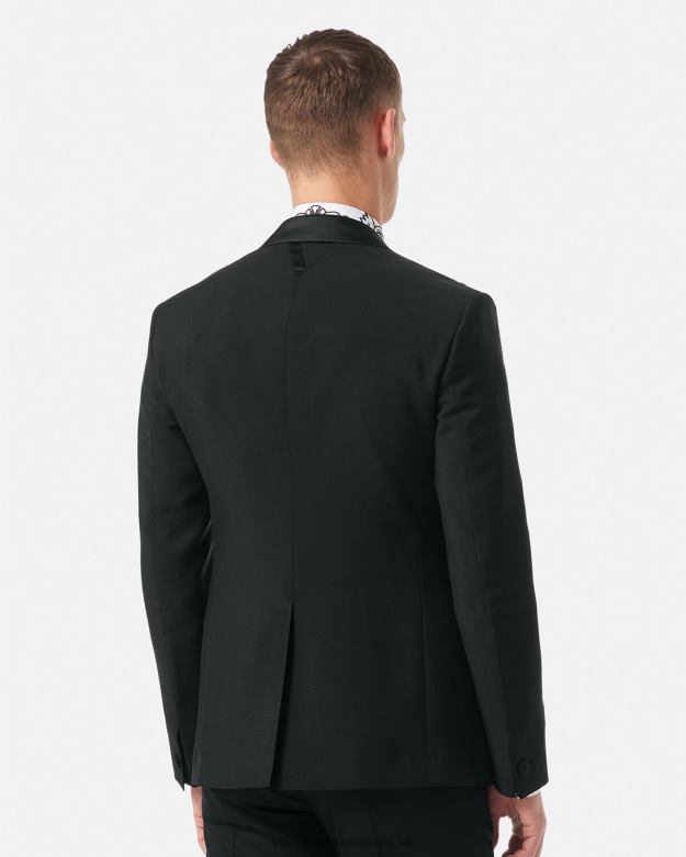 oblečenie X8X8P1262 Versace barokový vyšívaný spoločenský sako čierna muži