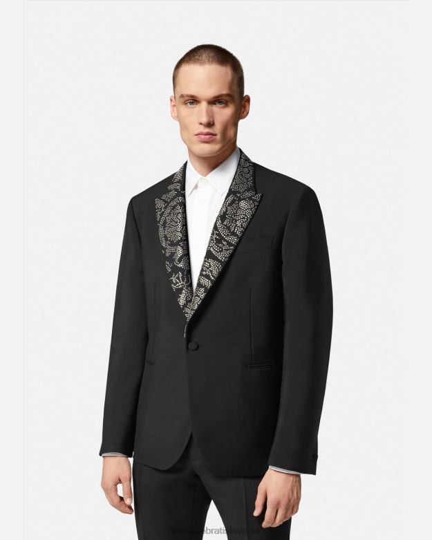 oblečenie X8X8P1275 Versace sako s barokovou siluetou s cvočkami čierna muži