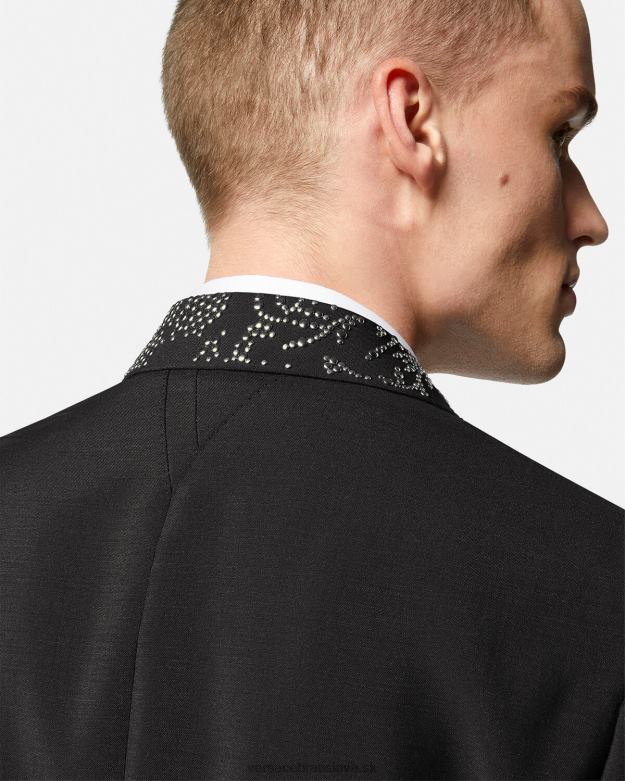 oblečenie X8X8P1275 Versace sako s barokovou siluetou s cvočkami čierna muži