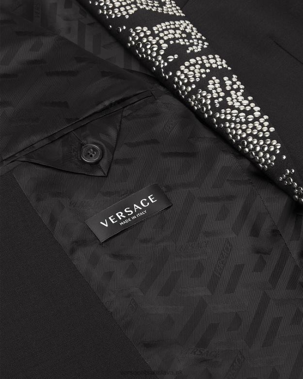 oblečenie X8X8P1275 Versace sako s barokovou siluetou s cvočkami čierna muži