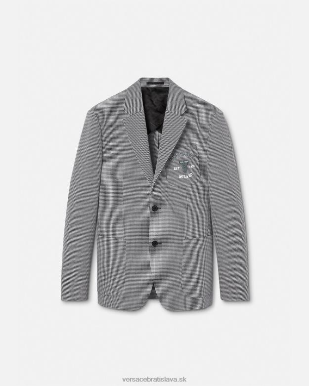 oblečenie X8X8P1278 Versace univerzitné logo houndstooth sako čierna biela muži