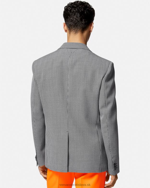 oblečenie X8X8P1278 Versace univerzitné logo houndstooth sako čierna biela muži