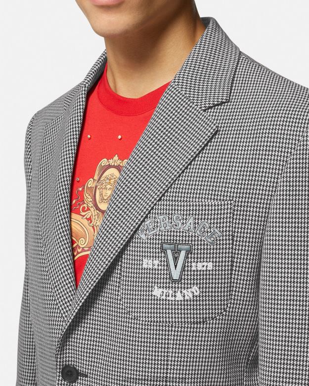 oblečenie X8X8P1278 Versace univerzitné logo houndstooth sako čierna biela muži