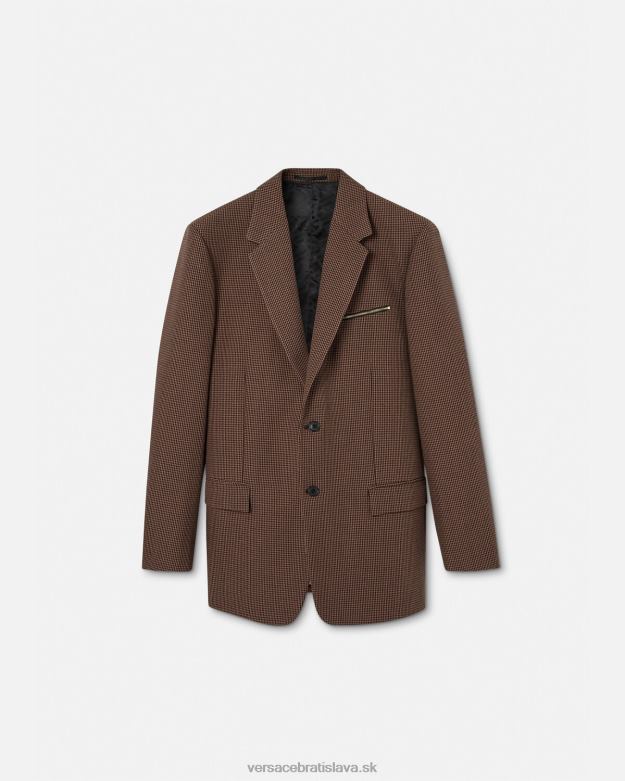 oblečenie X8X8P1279 Versace sako barocco 660 houndstooth hnedá a zlatá muži