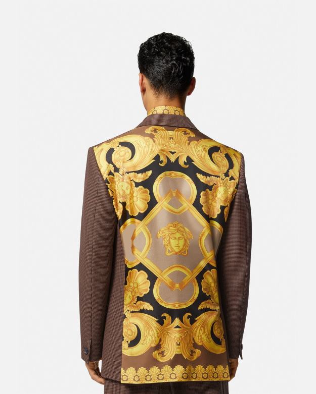 oblečenie X8X8P1279 Versace sako barocco 660 houndstooth hnedá a zlatá muži