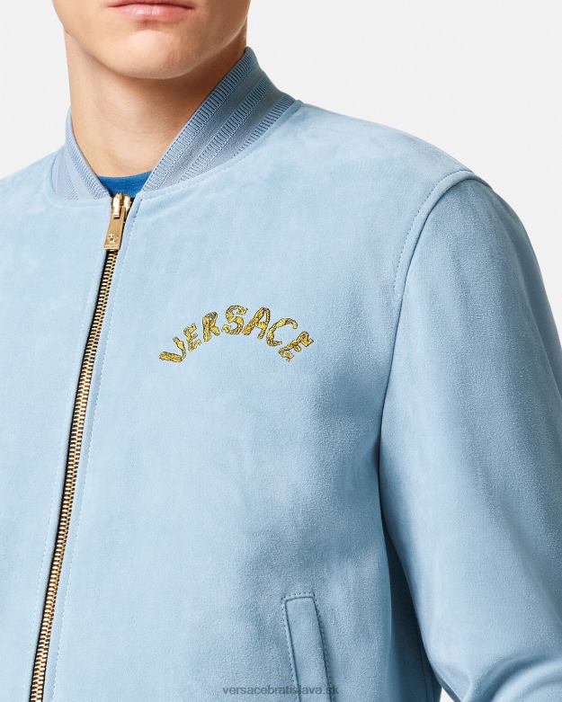 oblečenie X8X8P1223 Versace semišová bunda s barokovým logom mušle svetlo modrá muži