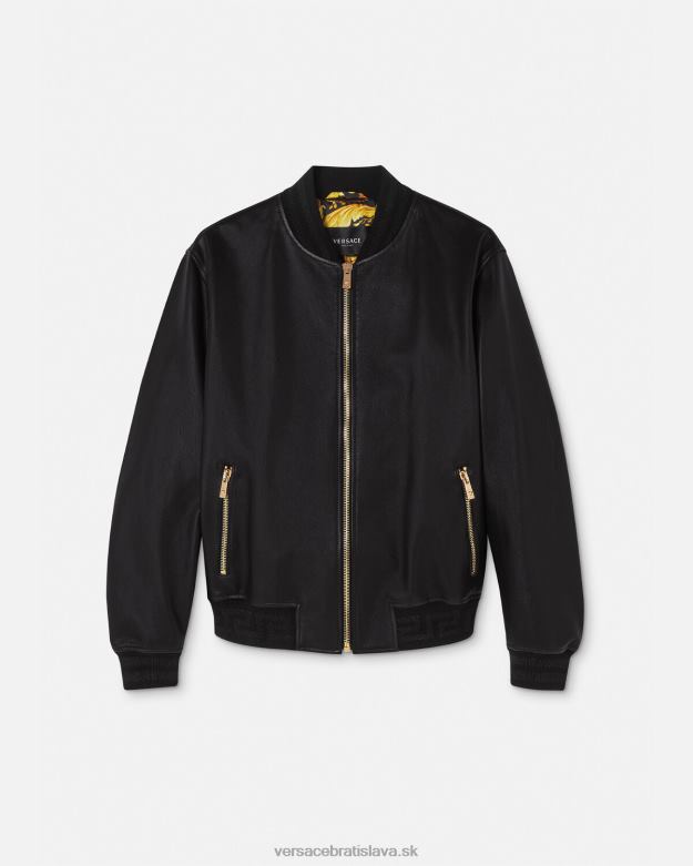 oblečenie X8X8P1225 Versace kožená bunda greca bomber čierna muži