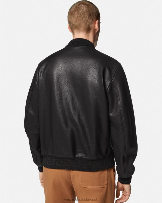 oblečenie X8X8P1225 Versace kožená bunda greca bomber čierna muži