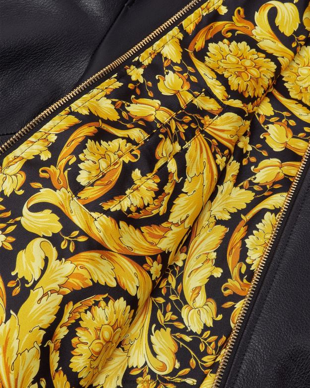 oblečenie X8X8P1225 Versace kožená bunda greca bomber čierna muži