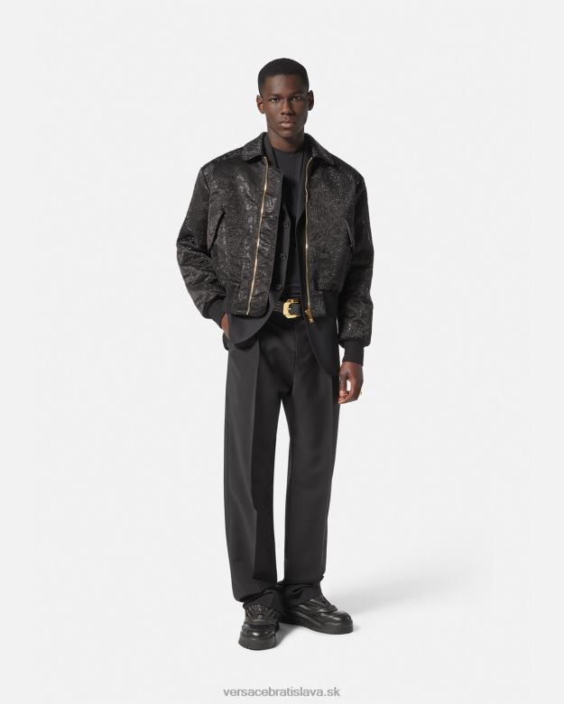 oblečenie X8X8P1226 Versace zdobená bomber bunda s barokovou siluetou čierna muži