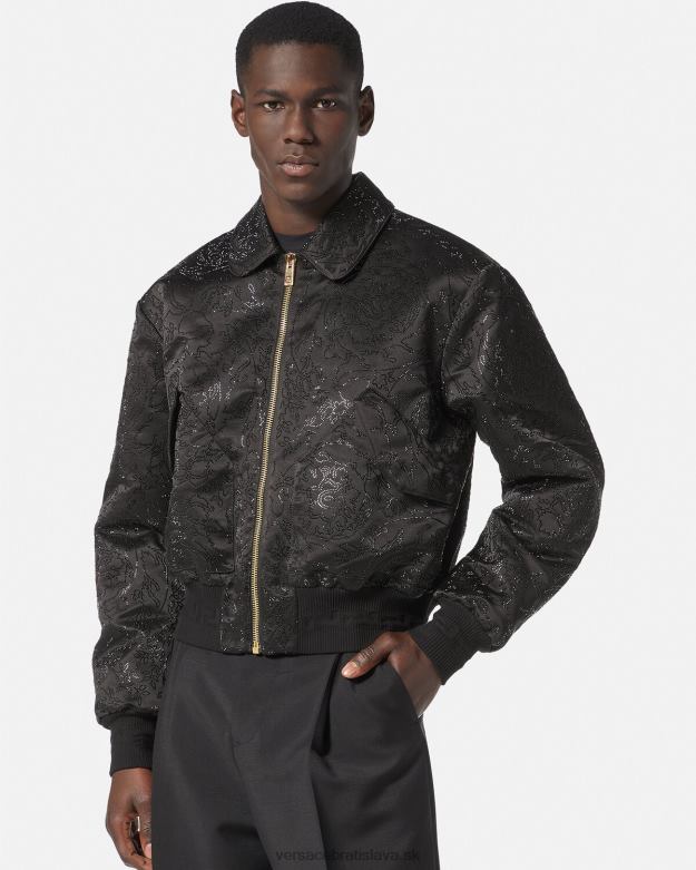 oblečenie X8X8P1226 Versace zdobená bomber bunda s barokovou siluetou čierna muži