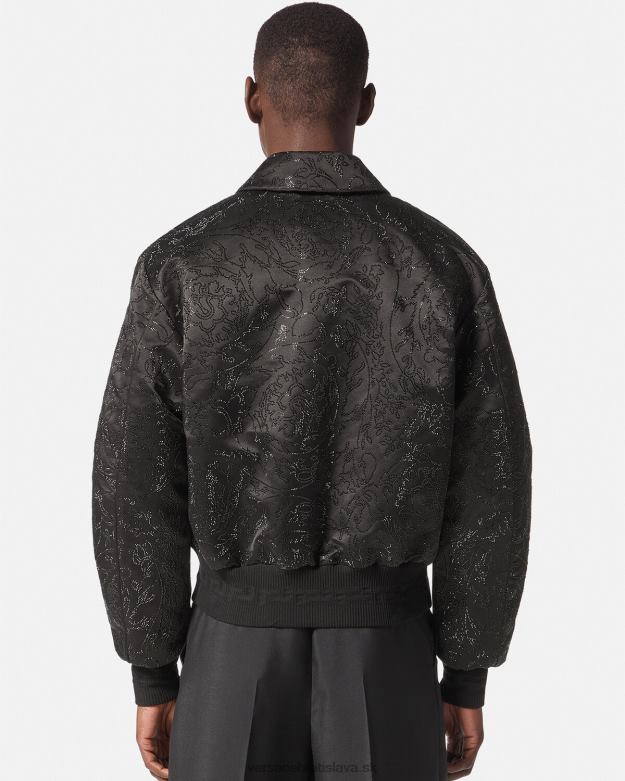 oblečenie X8X8P1226 Versace zdobená bomber bunda s barokovou siluetou čierna muži