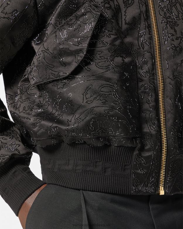 oblečenie X8X8P1226 Versace zdobená bomber bunda s barokovou siluetou čierna muži