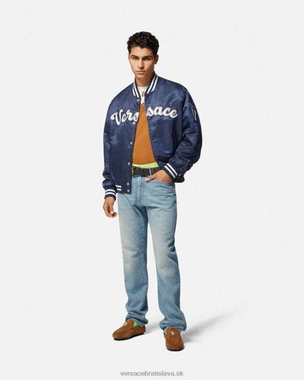 oblečenie X8X8P1230 Versace univerzitná nylonová bomber bunda Modrá muži